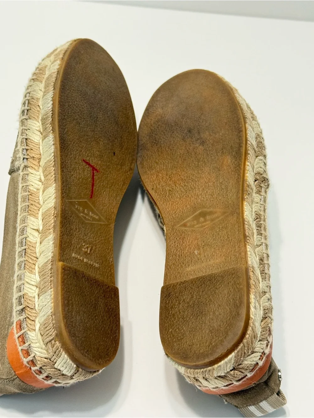 Rag & Bone Suede Leather Flats Espadrille Slip-On Tan Neutral Women Size 7